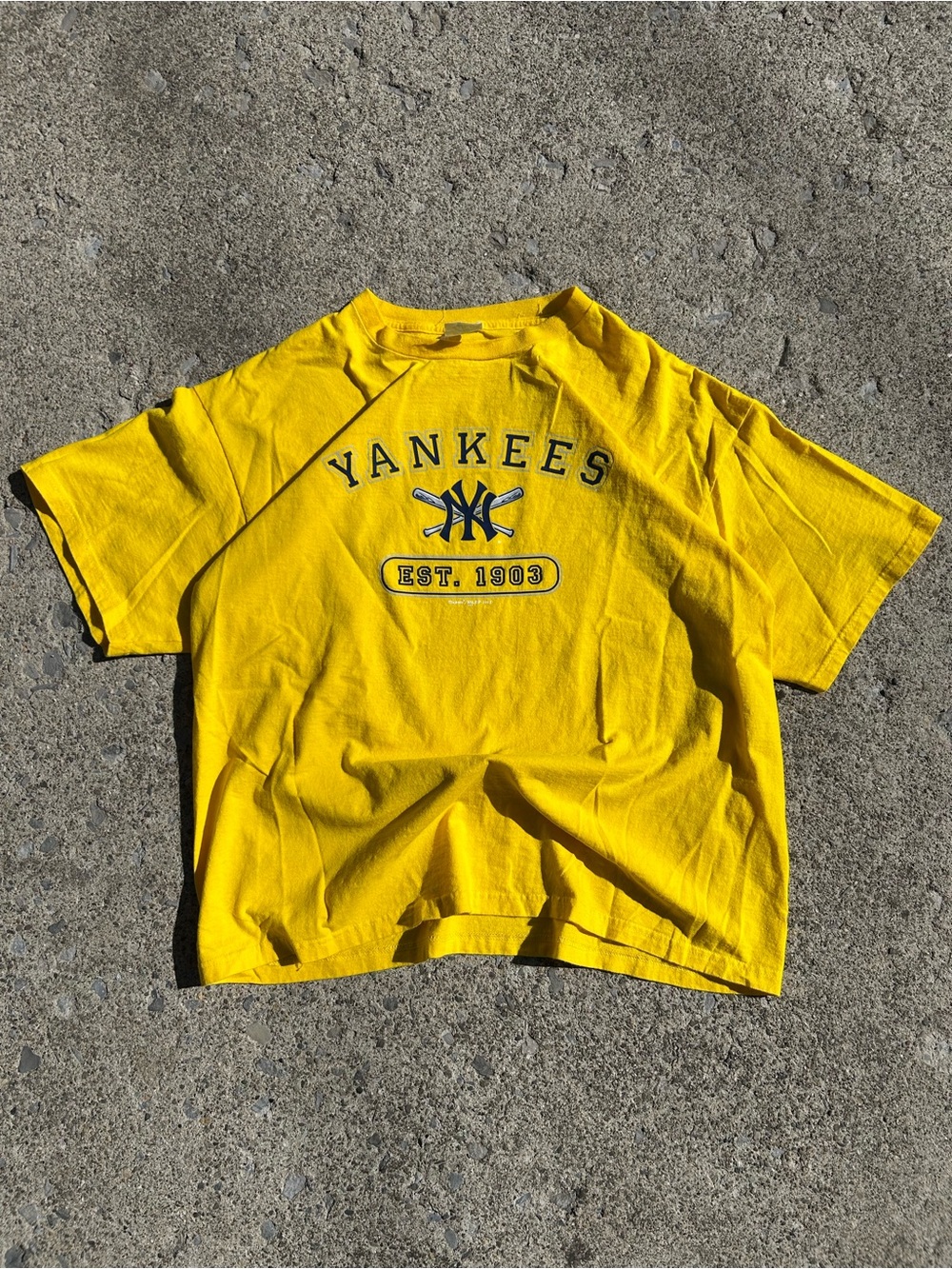 Vintage 2002 Yellow Yankees Graphic Tee